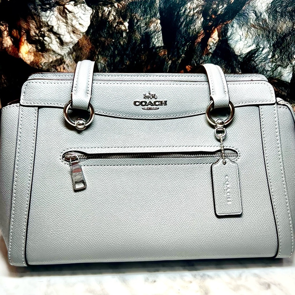Dove Gray Saffiano Leather Coach Bag